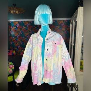 Pastel Tie-Dye Denim Jacket